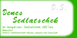 denes sedlatschek business card